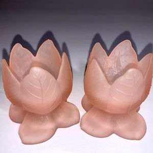 Fenton Pink Satin Candle holders